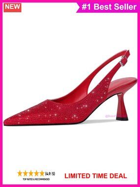 Rhinestone Slingback Kitten Heel Pointed Toe Dress Pumps